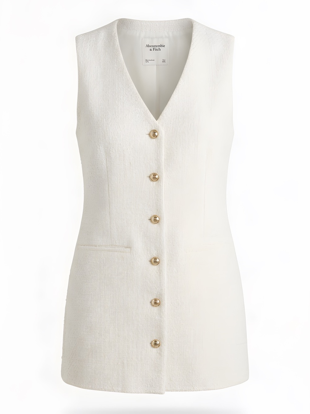 Abercrombie & Fitch Cream Sleeveless Button-Front Mini Dress, size MP